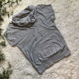 Loft Short Sleeve Gray Cowl Neck Top Size Sz Sm